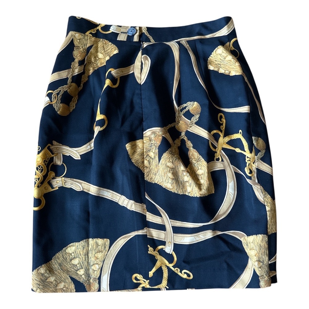 Studio 121 Gold Black Tassel Print Wrap Skirt 80s 90s Size 08 - Picture 4 of 7